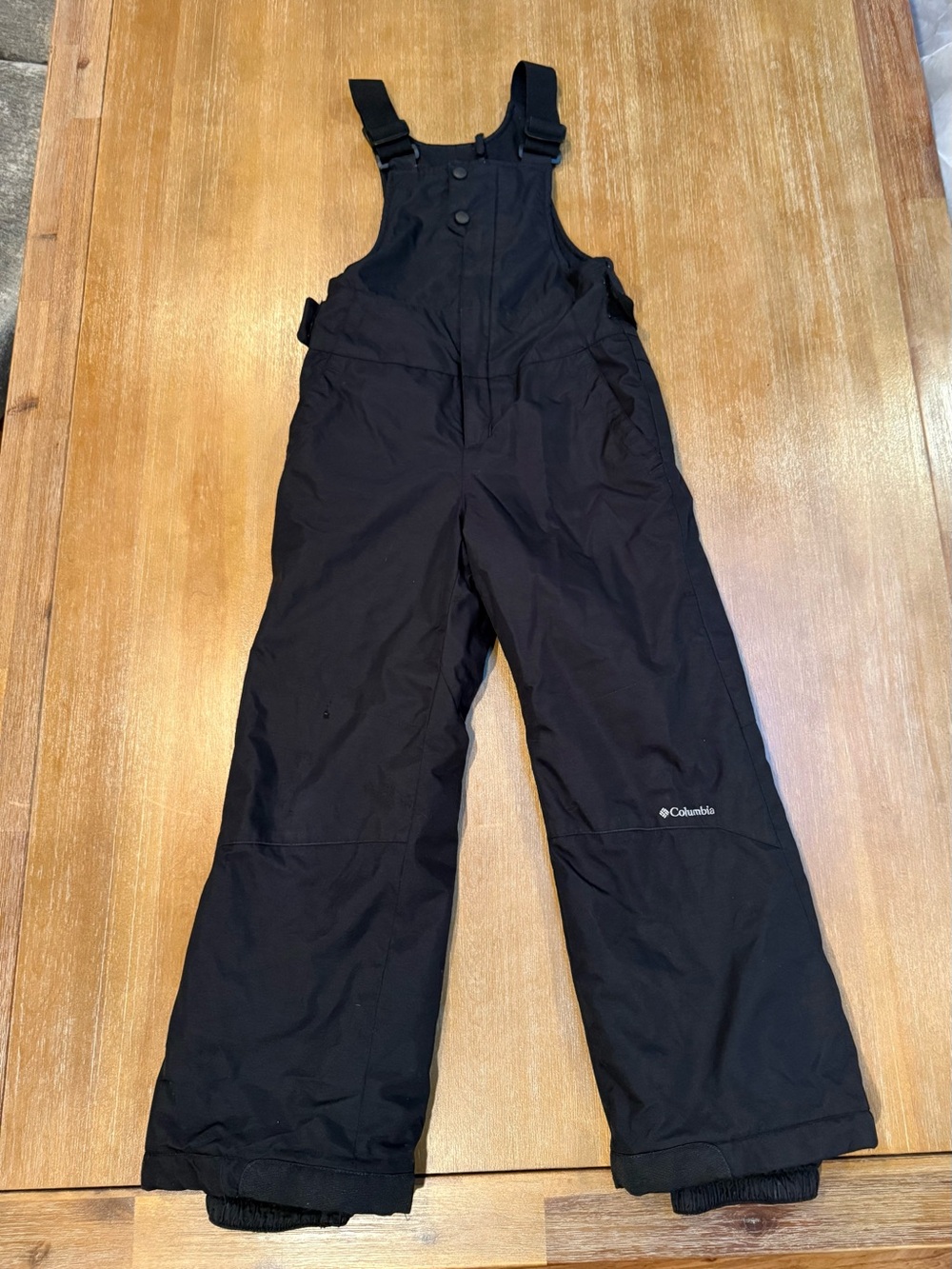 Columbia Kids Ski Snow Bibs Omni Shield Adj Waist & Suspenders Black Sz 7/8
